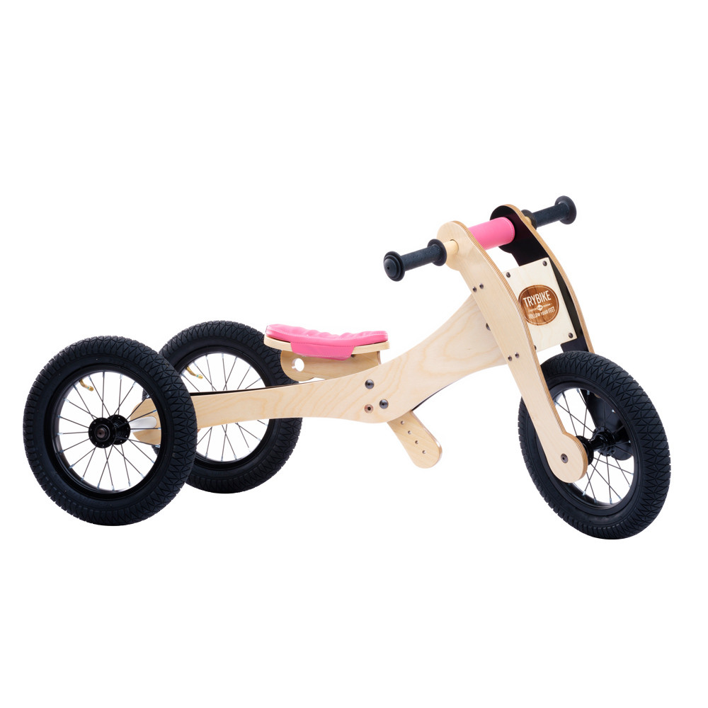 Trybike 4 in 1 wood pink