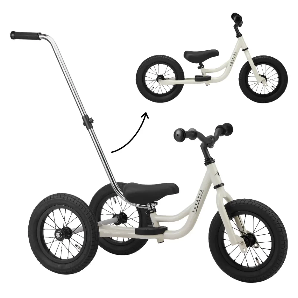 2 in 1 driewieler loopfiets beige