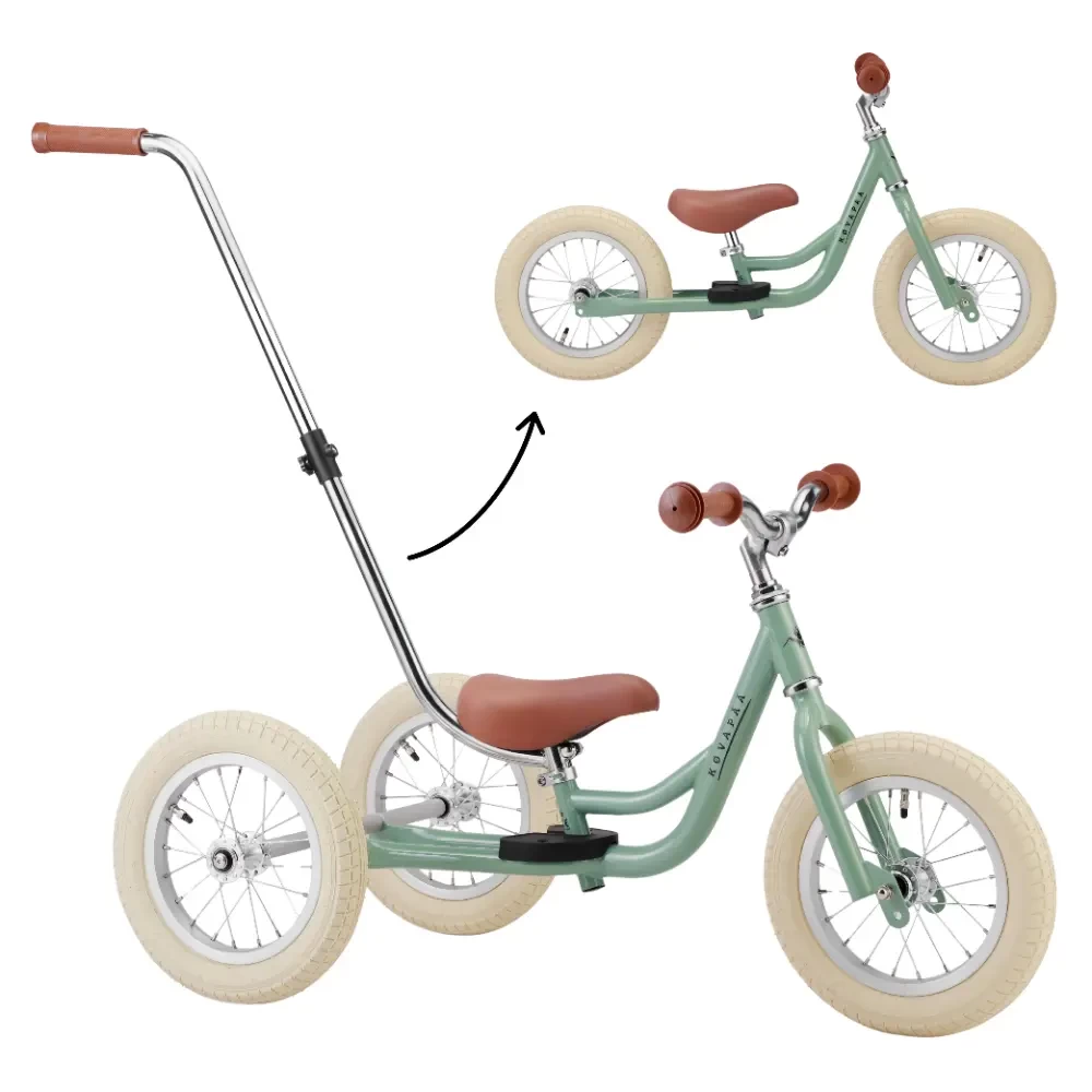  2 in 1 driewieler loopfiets groen